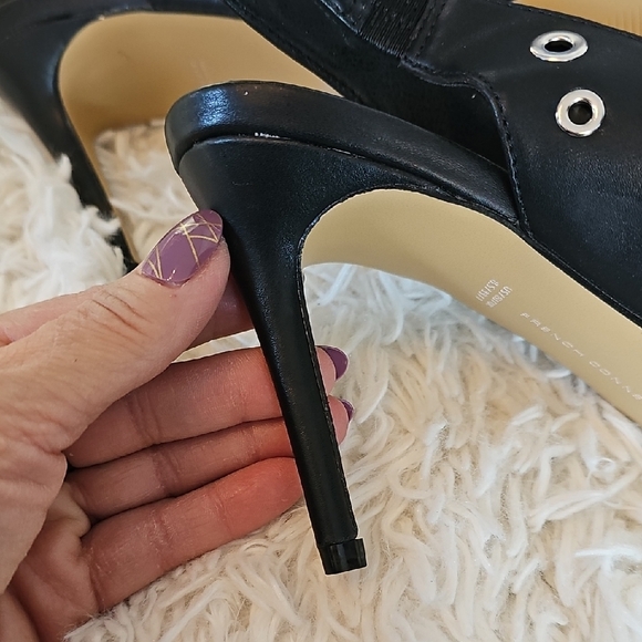 French Connection Black Eyelet Slingback Heels - Picture 8 of 12